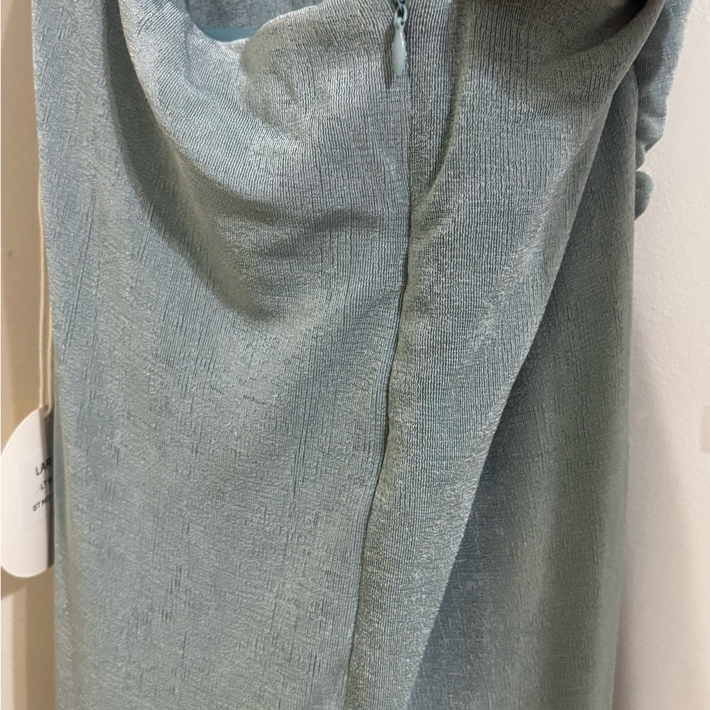 Luxxel Dusty Blue Halter Twist Prom Dress - Picture 7 of 8